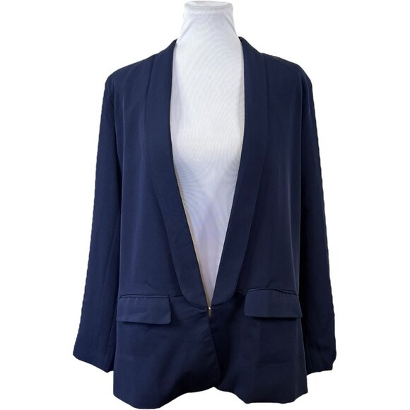 Urban Coco Womens Blazer Jacket Size XXL Navy Blue Pockets Career Classic NWT - Picture 1 of 7